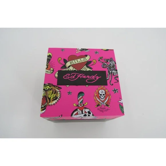 Ed Hardy Womens Crystal Bling Watch Silver Tone Rhinestone Embellished